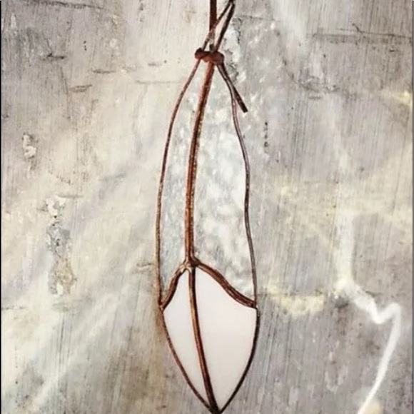 Free People Feather Ornament Glass Copper White - Picture 3 of 5